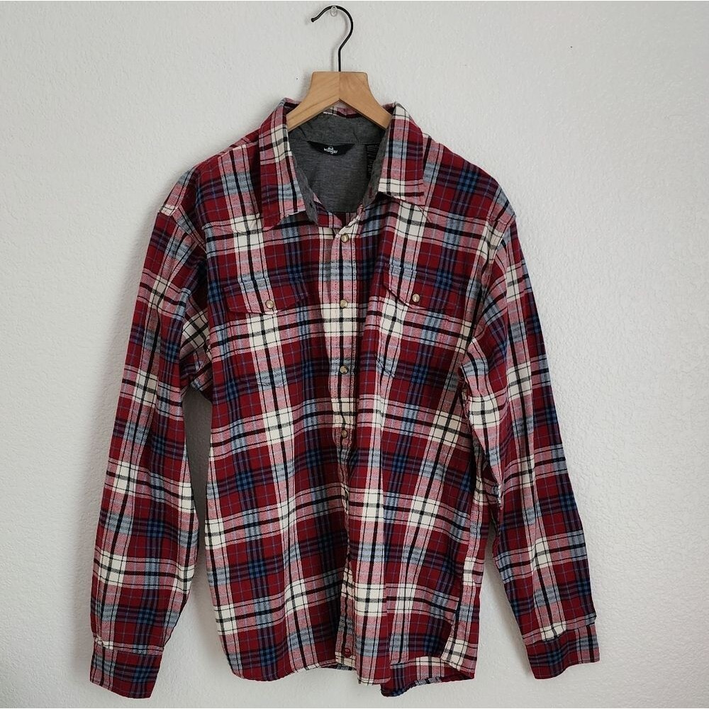 Wrangler Men's Plaid Burgundy Pearl Snap Flannel Shirt 2XL
